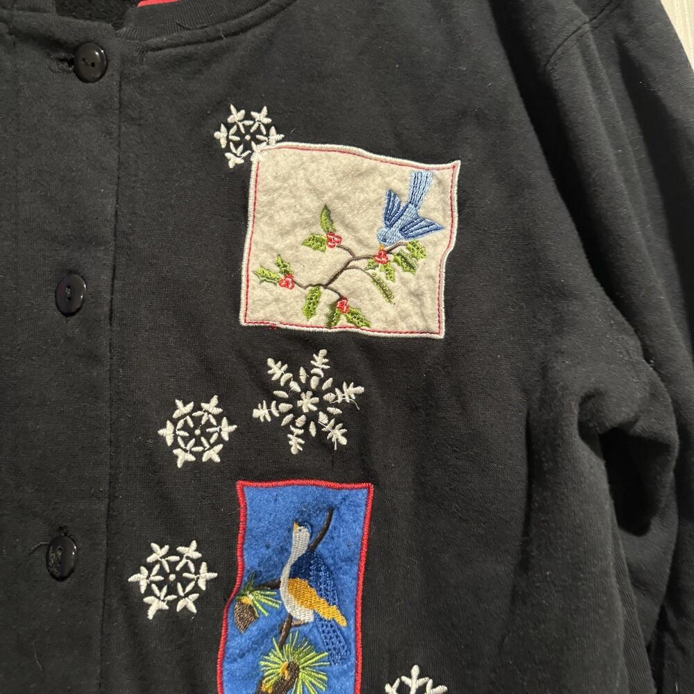 Holiday Traditions Winter Red Cardinal Snowflake Christmas Cardigan Size XL - Picture 3 of 6